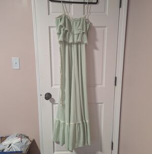 Vintage light green chiffon maxi dress Vicki Vaughn